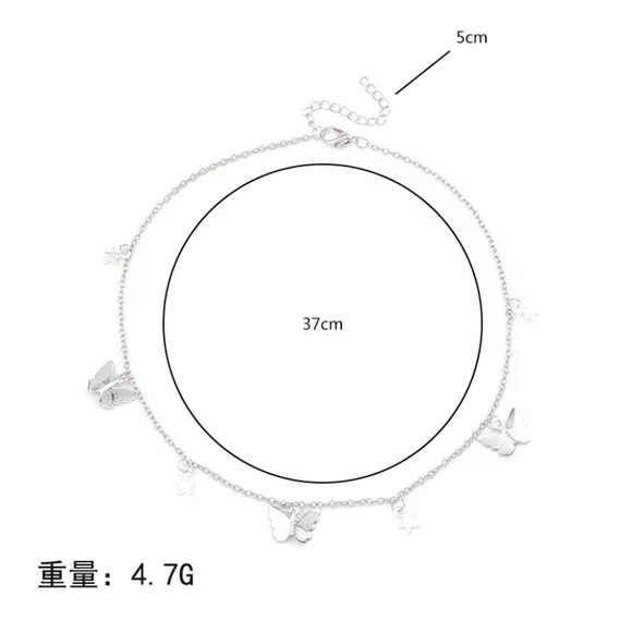 New Sequined Stars Butterfly  Chain Necklace - Picture 5 of 5